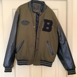 VTG Style Varsity Jacket XL Green Black NY State Champion Football Letterman